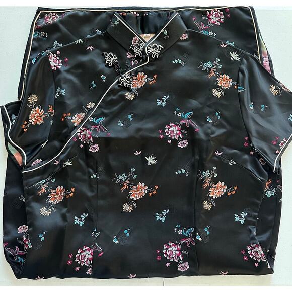 Handmade Black Japanese Traditional Cheongsam Kimono Dress- 40-Approx. 4-6 - Picture 4 of 11